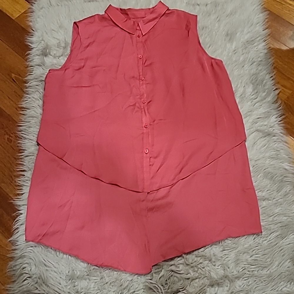 NWT Queen collection womens pink polyester sleeveless flowy blouse size 1x‎